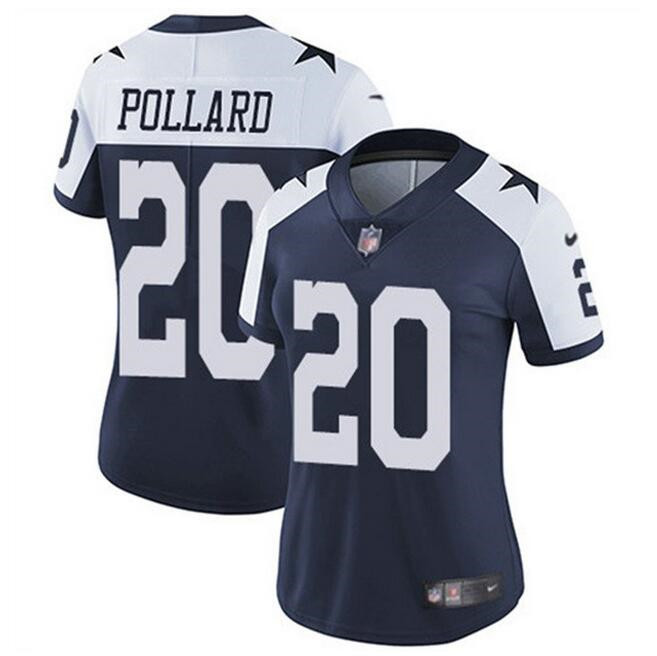 Women's Dallas Cowboys #20 Tony Pollard Navy Thanksgiving Limited Stitched Football Jersey(Run Small）